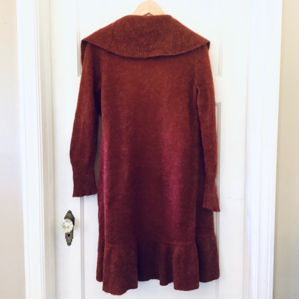 The Limited Rust Red Open-Front Shawl Collar Ruff… - image 7